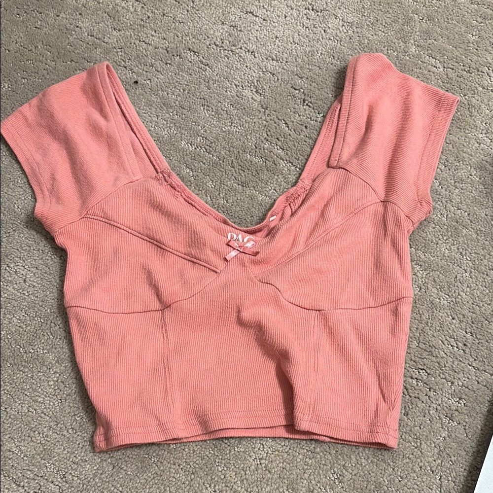 PacSun Pink Fitted Cap Sleeve Crop Top